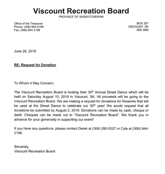 Donation Letter Donation Letter
